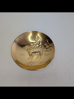 24k GP Japanese gold-plated sake drinking cup sakazuki guinomi Zodiac Sheep Ram